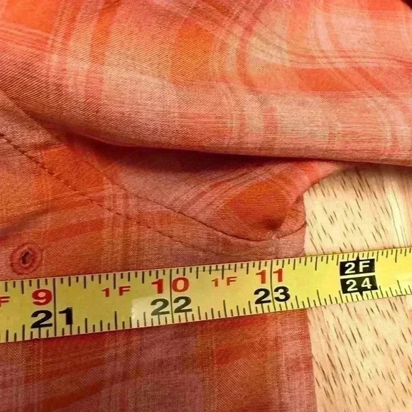 Orvis MEN Short Sleeve Woven Shirt - Orange Plaid - Size Large - Picture 9 of 10